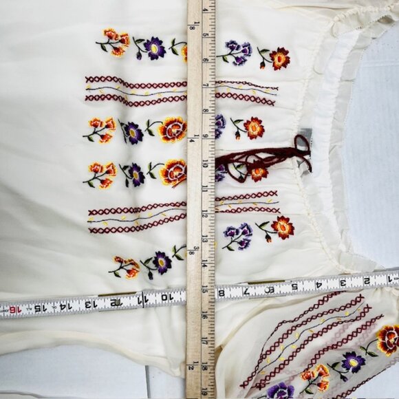 Classic BCBGMAXAZRIA Womens Long  Dress  Silk Ivery Off White Embroidered (#2) - Picture 8 of 12